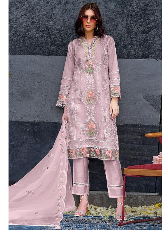 Heavy Organza Lilac Festival Wear Embroidery Work Pakistani Suit